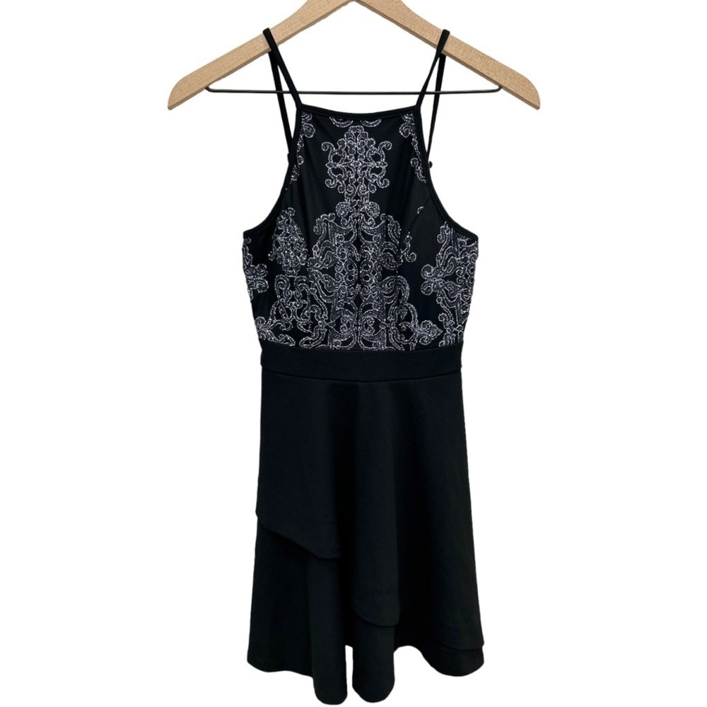 Speechless Semi Formal Black Gunmetal Evening Cocktail Dress Juniors Size‎ 1